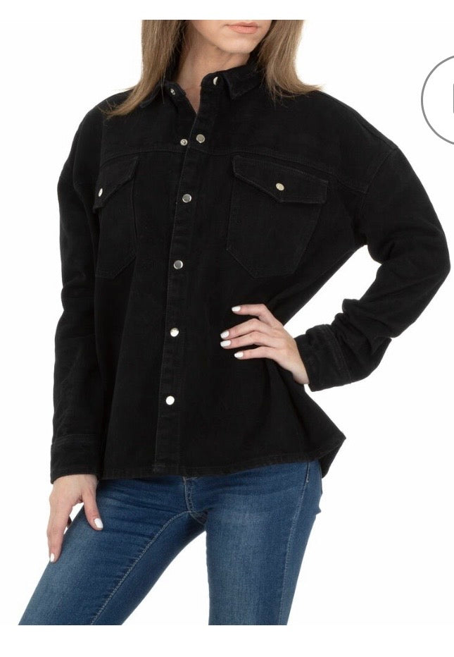 Veste en jeans femme Noire Style Workwear