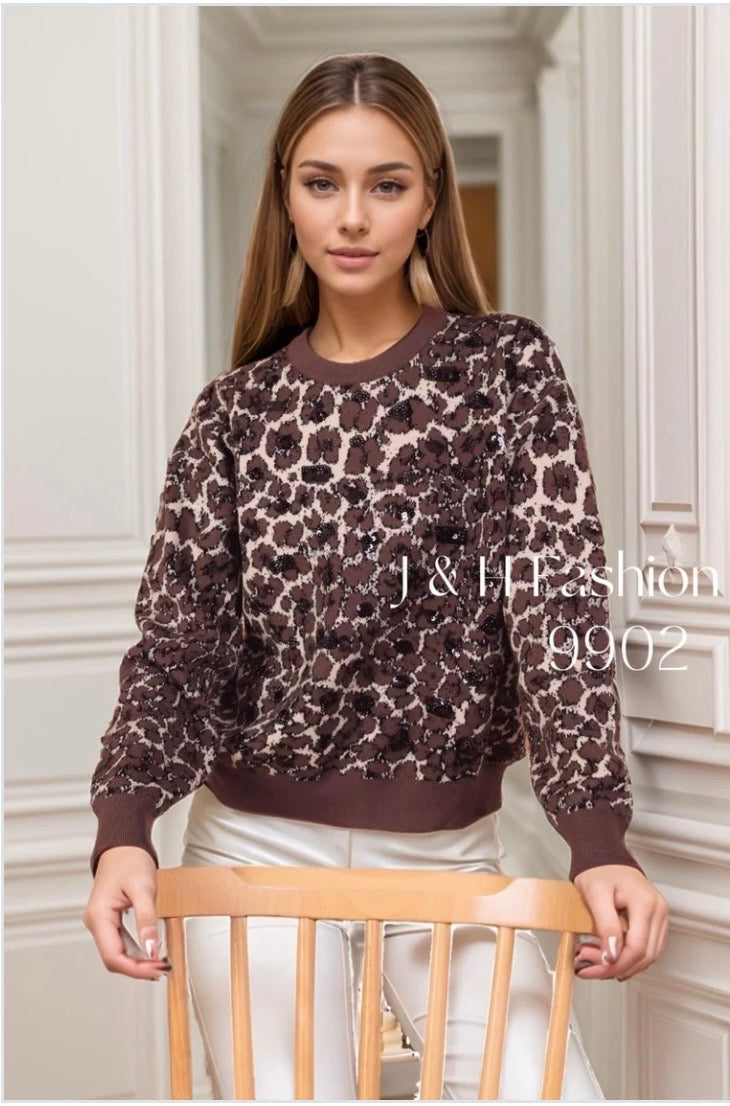 Pull femme Leopard
