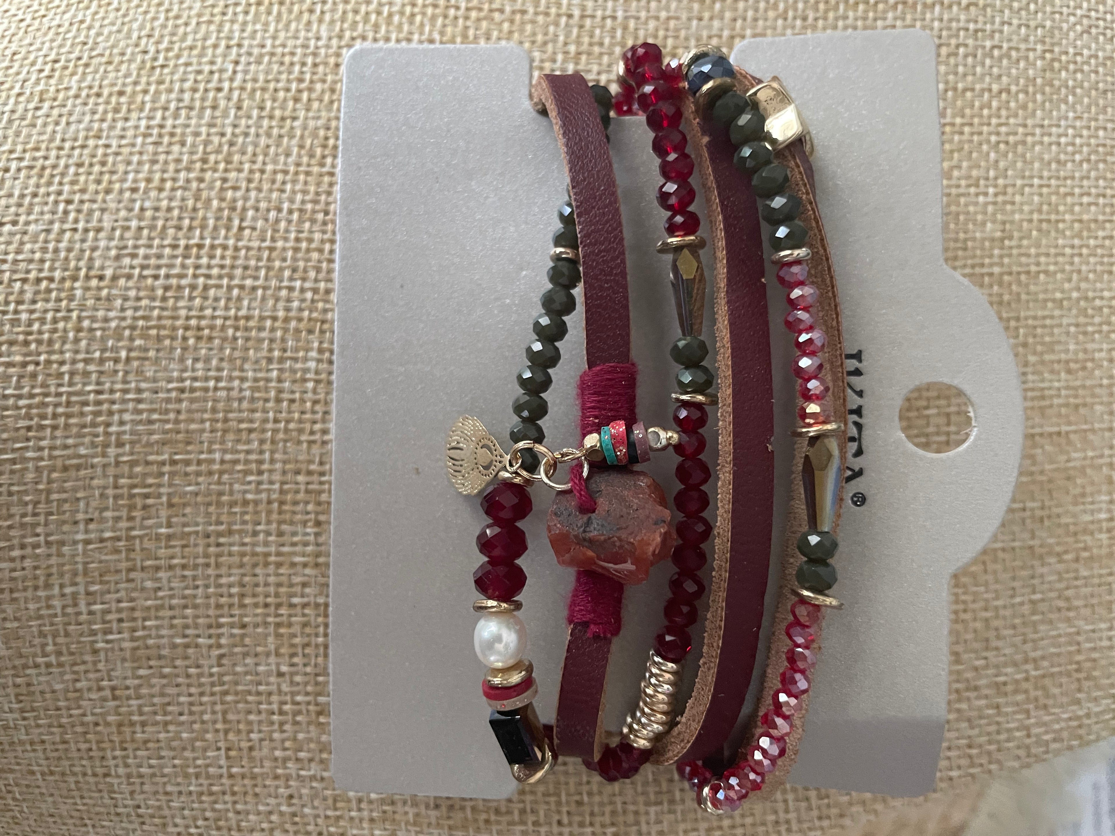 Bracelet Multi-Rangs Bordeaux